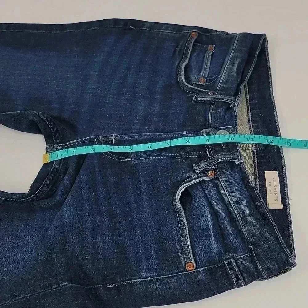 Allsaints Rex Slim Fit Stretch Straight Leg Jeans Mens 28 Blue Button Fly